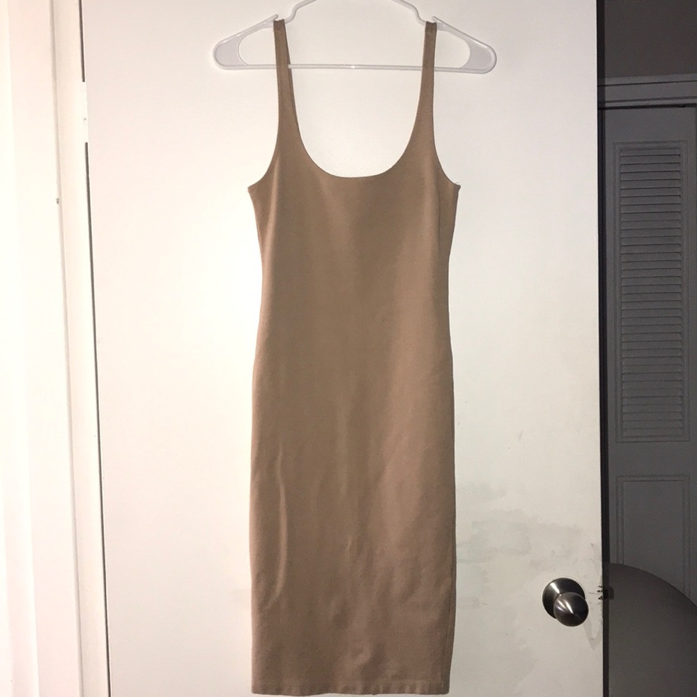 SZ S Beige cotton tank dress, 32” length